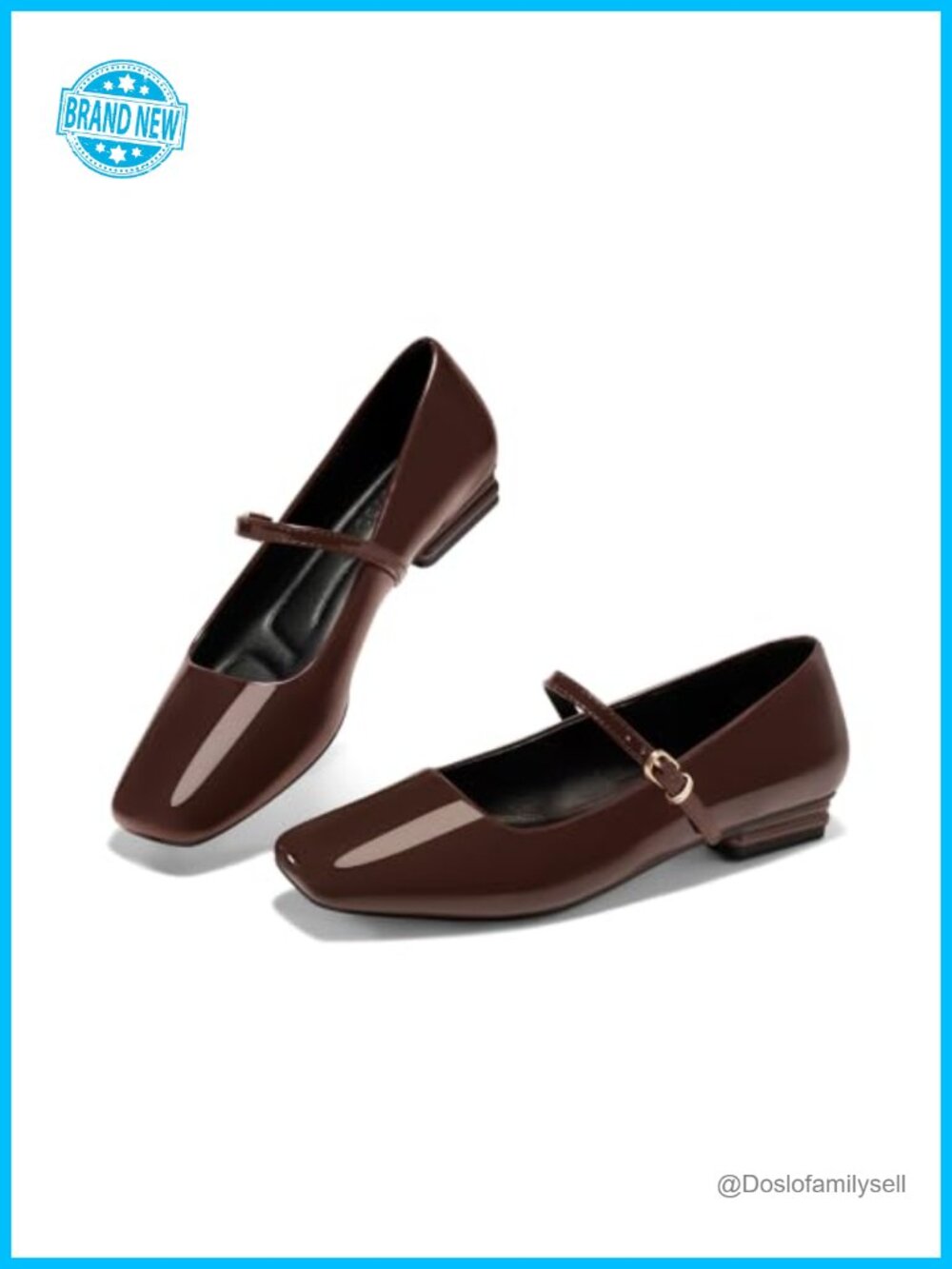 Women's Mary Jane Flats Square Toe Patent Leather Slip On Comfort Ballet Shoes